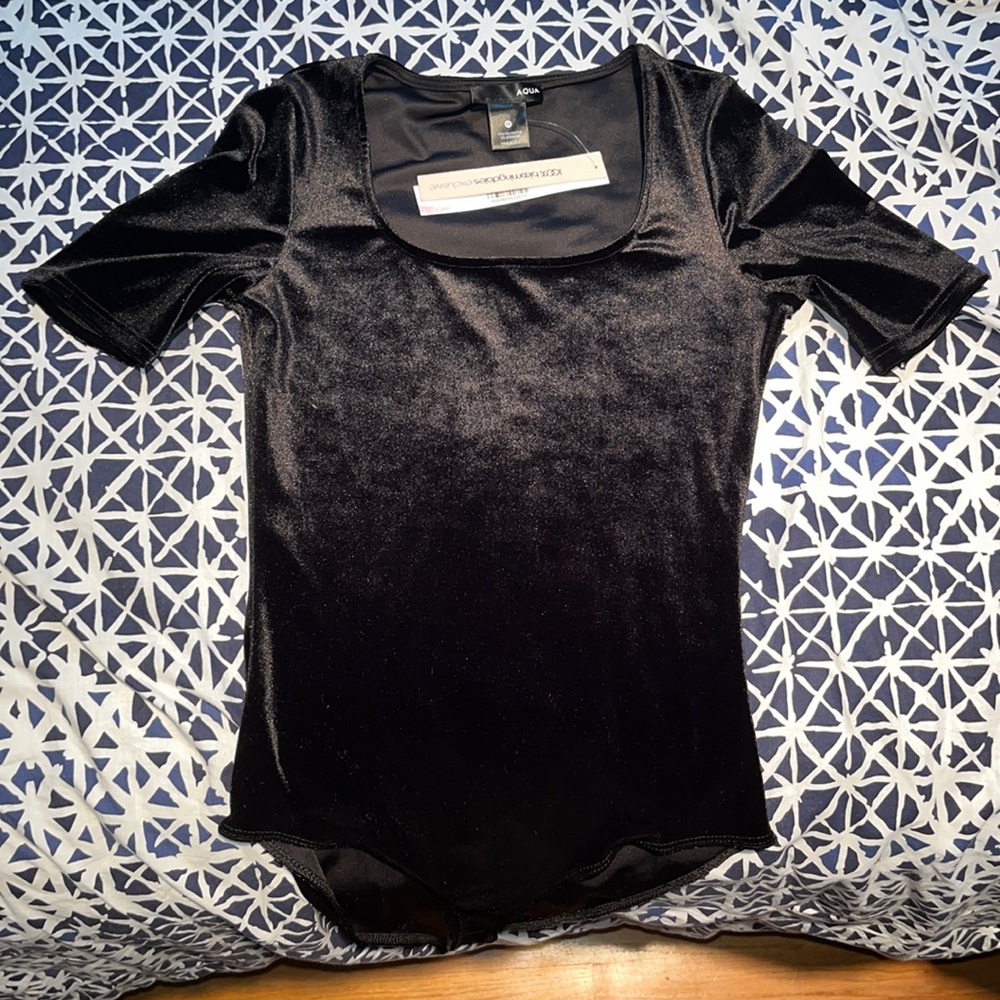 Black velvet bodysuit